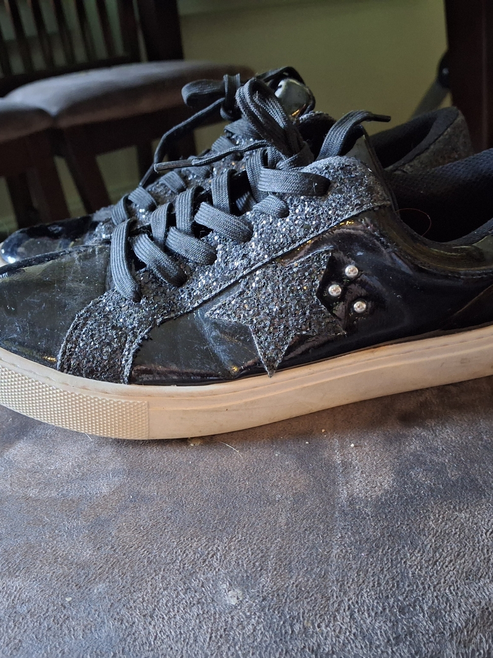 Corkys Black Glitter Star Low-Top Sneakers